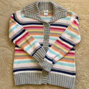 Old Navy vintage perfect fit cotton/acrylic rainbow cardigan sweater, size L